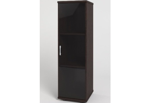 Шкаф средний узкий со стеклом, цвет венге