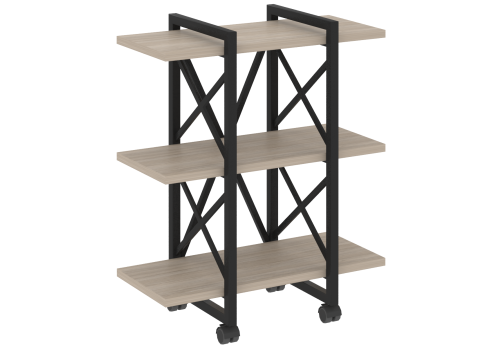 Стеллаж на колесных опорах Европа, цвет дуб аттик + черный