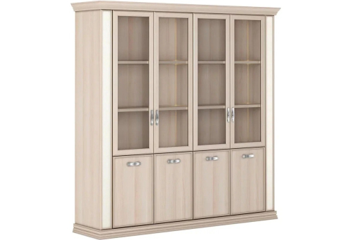 Шкаф комбинированный (4 двери со стеклом) Ровер, цвет дуб