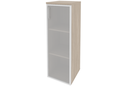 Шкаф средний узкий правый со стеклом в раме, цвет дуб аттик