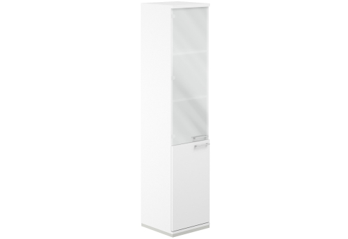 Шкаф левый 5 уровней со стеклом Фламинго, цвет белый