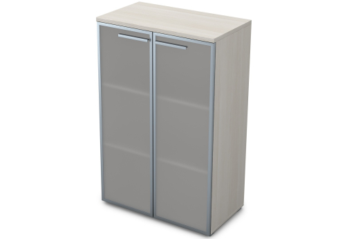 Шкаф средний со стеклом в раме Платинум Персонал, цвет слоновая кость