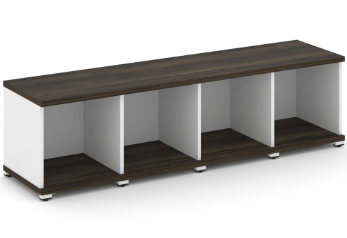 Стеллаж четыре узкие секции 1 ниша Динен, цвет дуб мали-белый