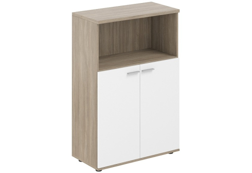 Шкаф средний с нишей 2 двери с задней стенкой ЛДСП 16 мм Индиго Вуд, цвет дуб темный + белый