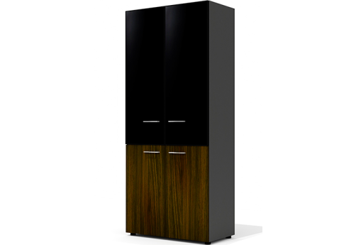 Шкаф высокий широкий (3 полки под стеклом) Адриатика, цвет дуб жженый + антрацит