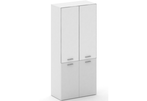 Шкаф широкий высокий (3 полки под стеклом) Милтон, цвет белый бриллиант