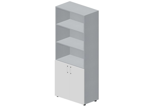Шкаф высокий (3 открытые полки) Кристо Директ, цвет белый + титан