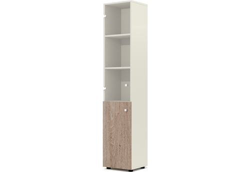 Шкаф высокий узкий (3 полки под стеклом) Некста, цвет дуб + беж