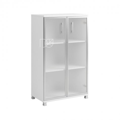 Шкаф низкий (стекло в раме), цвет белый