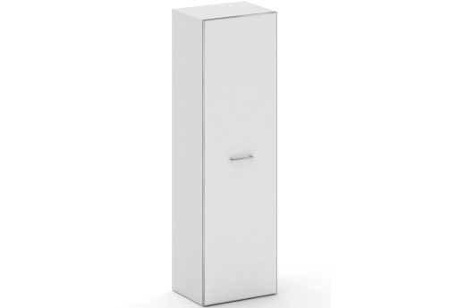 Гардероб узкий со стеклом Квентин, цвет белый бриллиант