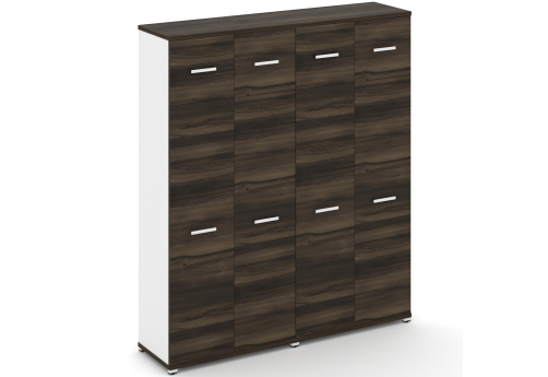 Шкаф две широкие секции 5 ниш (4 фасада ЛДСП, 4 ниши + 4 фасада ЛДСП, 1 ниша) Динен, цвет дуб мали-белый