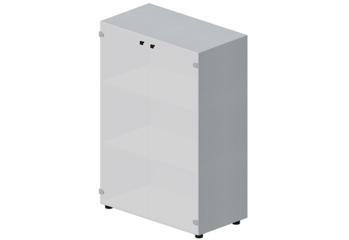 Шкаф средний с белым матовым стеклом Кристо Директ, цвет титан