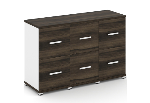 Шкаф три узкие секции 2 ниши (3 фасада ЛДСП, 1 ниша + 3 фасада ЛДСП, 1 ниша) Динен, цвет дуб мали-белый