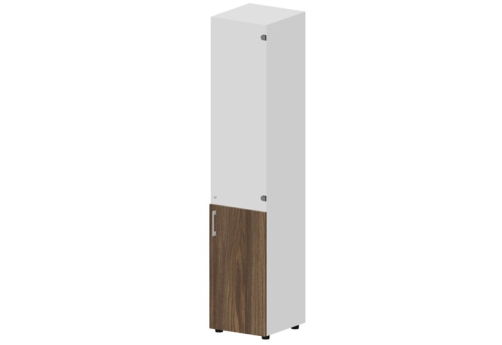 Шкаф высокий узкий правый (3 полки под матовым стеклом) Киви, цвет орех