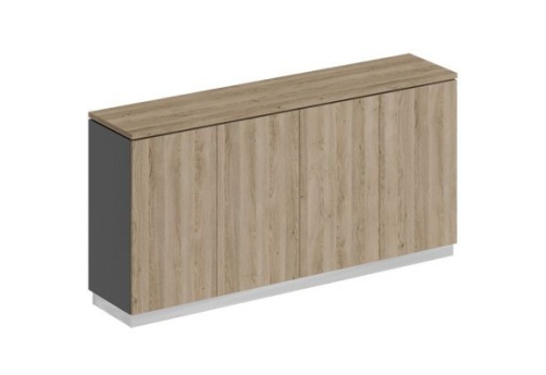 Шкаф для документов закрытый низкий Римини, цвет дуб светлый + антрацит + дуб светлый