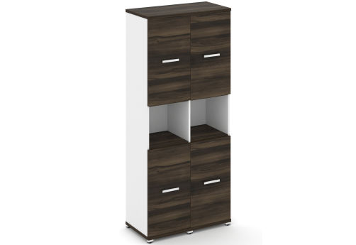 Шкаф две узкие секции 5 ниш (четыре фасада ЛДСП 2 ниши) Динен, цвет дуб мали-белый