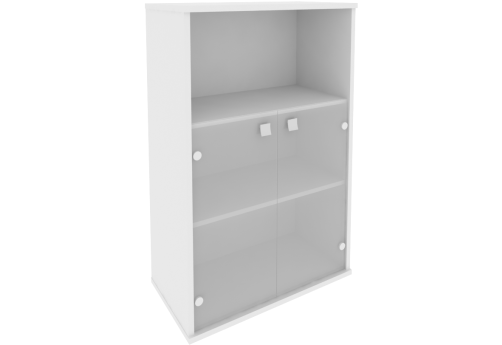 Шкаф средний широкий со стеклом (1 открытая полка), цвет белый