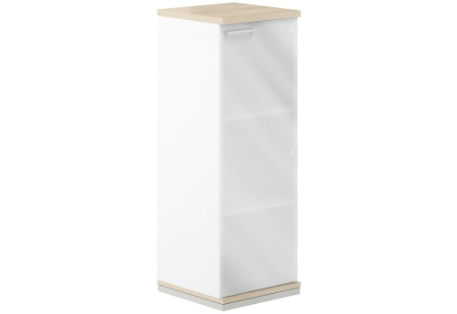 Шкаф правый 3 уровня со стеклом Фламинго, цвет белый + акация