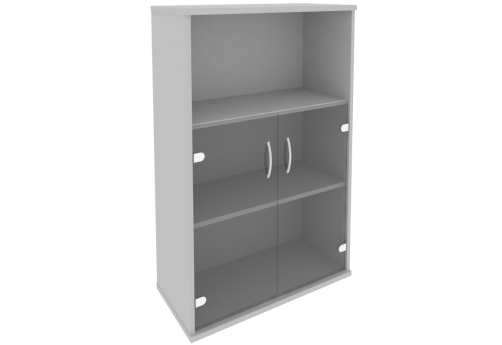 Шкаф средний со стеклом и полкой, цвет серый