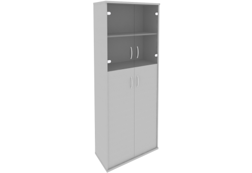 Шкаф комбинированный (2 полки под стеклом), цвет серый