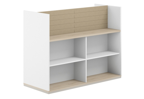 Стеллаж-комбо 2-сторонний с экраном тканевым высоким Фламинго, цвет белый + акация + бежевый