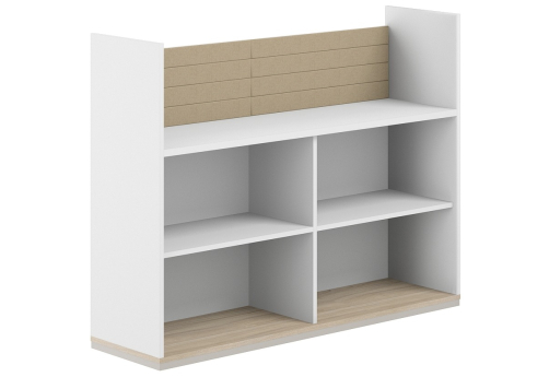 Стеллаж-комбо 1-сторонний с экраном тканевым низким Фламинго, цвет белый + акация + бежевый