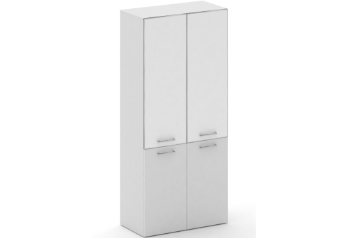 Шкаф широкий высокий (3 полки под стеклом) Квентин, цвет белый бриллиант