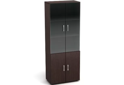 Шкаф высокий со стеклом, цвет венге