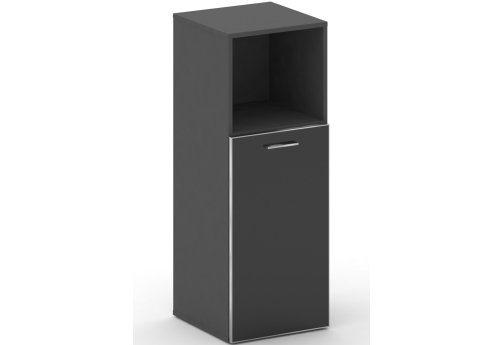 Шкаф узкий средний правый со стеклом (открытая полка) Милтон, цвет базальт