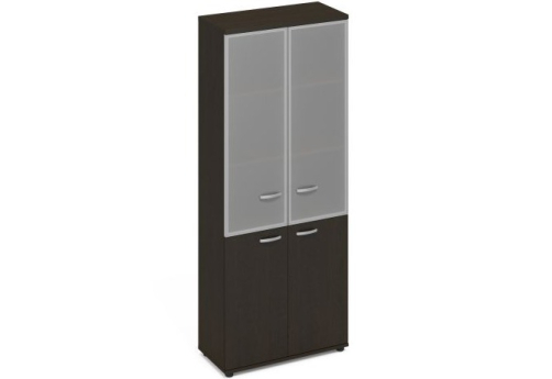 Шкаф высокий широкий (3 полки под стеклом в раме) Мира Нумо, цвет венге