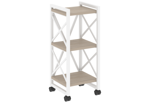 Стеллаж на колесных опорах Европа, цвет дуб аттик + белый