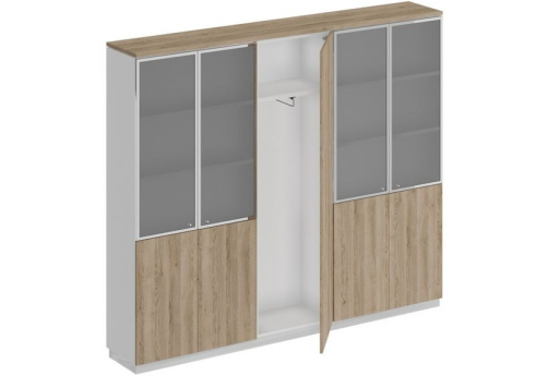 Шкаф комбинированный Римини, цвет дуб светлый + белый + дуб светлый