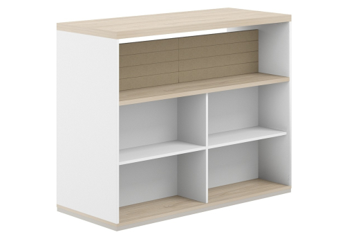 Стеллаж-комбо 2-сторонний с топом с экраном тканевым низким Фламинго, цвет белый + акация + бежевый