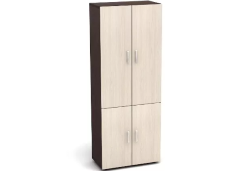 Шкаф высокий закрытый (4 двери), цвет дуб молочный + венге