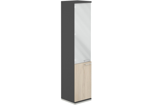 Шкаф левый 5 уровней со стеклом Фламинго, цвет антрацит + акация