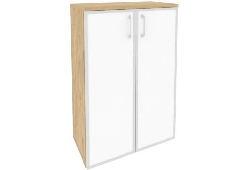 Шкаф средний широкий со стеклом лакобель в раме, цвет тиквуд светлый