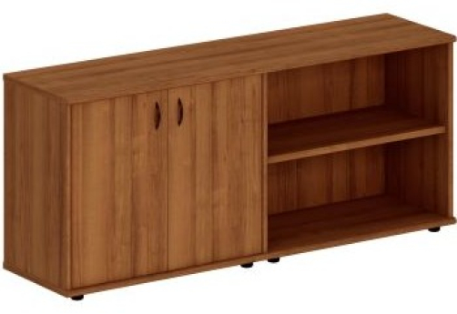 Шкаф комбинированный низкий (закрытый + стеллаж) Мансберг, цвет орех