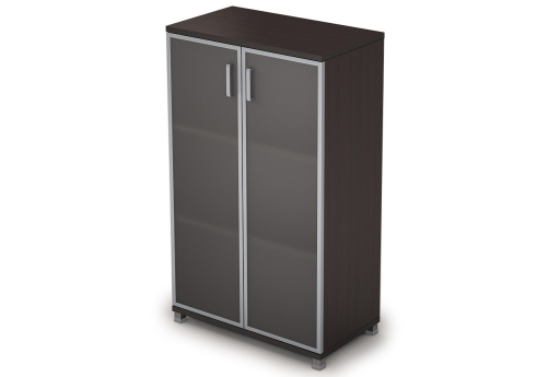 Шкаф средний широкий со стеклом в раме, цвет венге