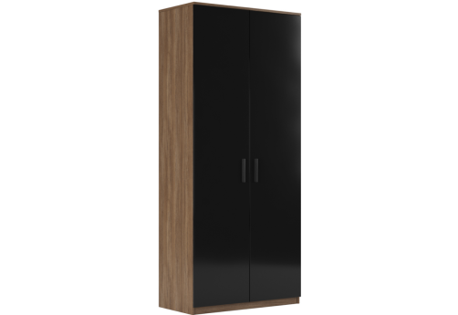 Гардероб с глянцевым фасадом, цвет дуб + черный
