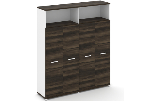 Шкаф две широкие секции 5 ниш (4 фасада ЛДСП, 4 ниши) Динен, цвет дуб мали-белый