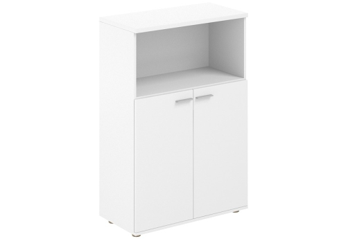 Шкаф средний с нишей 2 двери с задней стенкой ЛДСП 16 мм Индиго Вуд, цвет белый