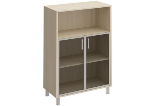 Шкаф средний широкий со стеклом с нишей Сидней, цвет дуб шамони