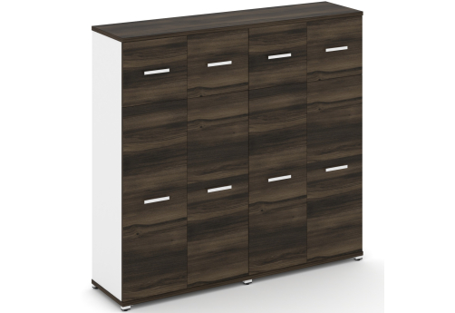 Шкаф две широкие секции 4 ниши (4 фасада ЛДСП, 3 ниши + 4 фасада ЛДСП, 1 ниша) Динен, цвет дуб мали-белый