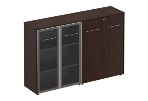 Шкаф комбинированный средний (со стеклом + закрытый) Эдвард, цвет венге