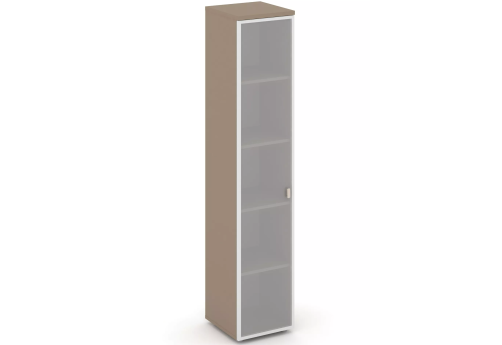 Шкаф высокий узкий со стеклом в раме левый, цвет латте
