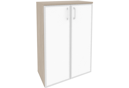 Шкаф средний широкий со стеклом лакобель в раме, цвет дуб аттик