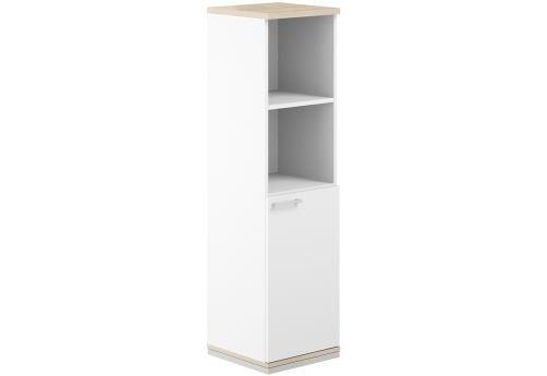 Шкаф правый 4 уровня полуоткрытый Фламинго, цвет белый + акация