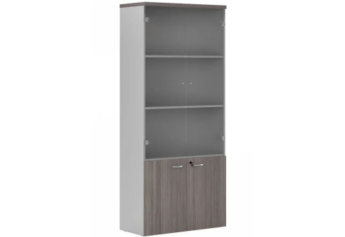 Шкаф высокий комбинированный со стеклом Романо, цвет лиственница