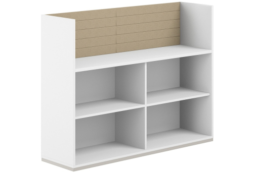 Стеллаж-комбо 1-сторонний с экраном тканевым высоким Фламинго, цвет белый + бежевый