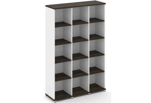 Стеллаж три узкие секции 5 ниш Динен, цвет дуб мали-белый